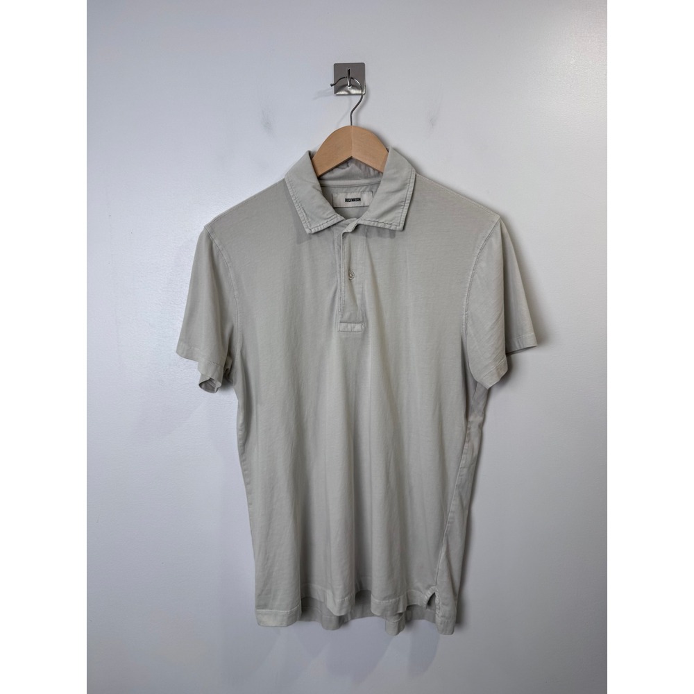 Buck Mason Men Gray Cotton Short Sleeve Polo Shirt Small